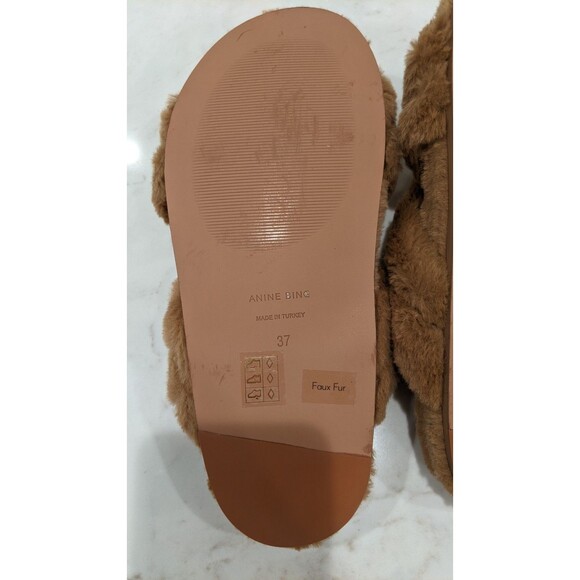 Women's ANINE BING Lizzie Faux Fur Slide in Camel Size 37 (US 7) WORN ONCE! - Picture 8 of 10